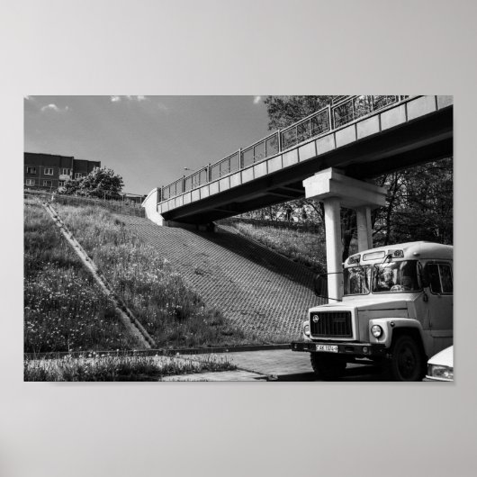 ベラルーシ・グロドノ旧レトロソ連バス ポスター (正面)