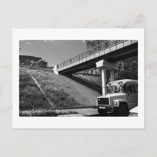 ベラルーシ・グロドノ旧レトロソ連バス ポストカード (正面)