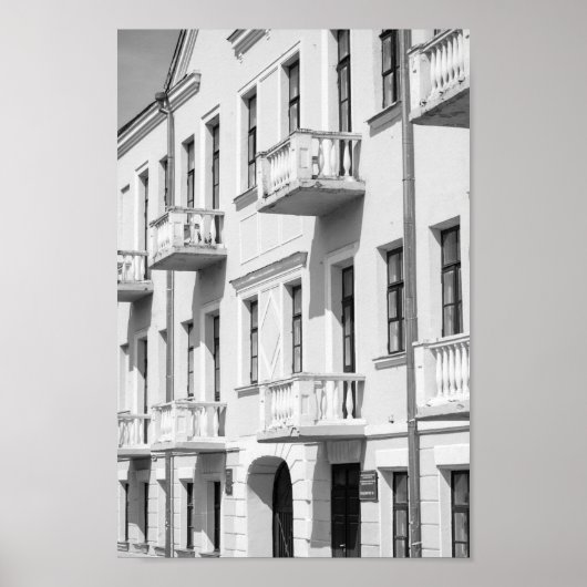 ベラルーシ・グロドノ都市景観シティ建築 ポスター (正面)