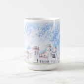 ベラルーシ・コサバ城建築絵画のマグカップ コーヒーマグカップ (中央)
