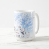 ベラルーシ・コサバ城建築絵画のマグカップ コーヒーマグカップ (正面右)