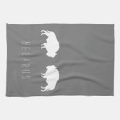 ベラルーシ・ベラルーシ・ビソンЗубр Беларусьミニマリズム キッチンタオル (横)