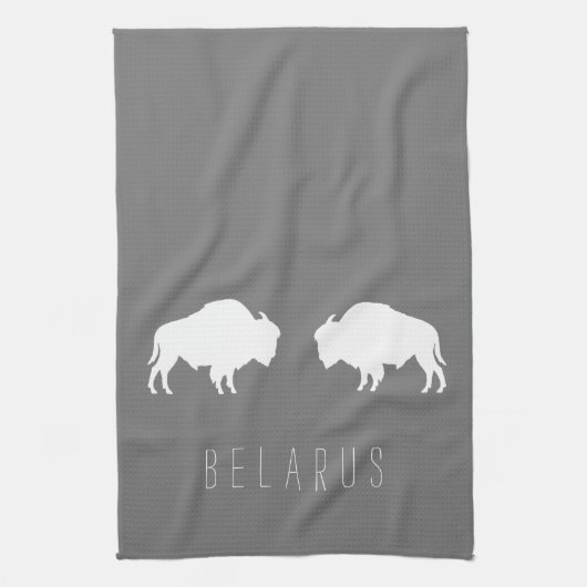 ベラルーシ・ベラルーシ・ビソンЗубр Беларусьミニマリズム キッチンタオル (縦)