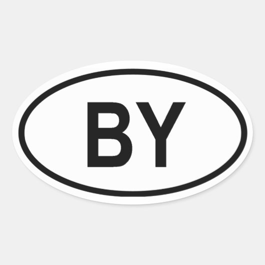 ベラルーシ「BY」 楕円形シール (正面)