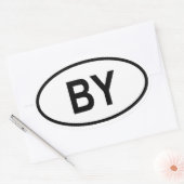 ベラルーシ「BY」 楕円形シール (封筒)