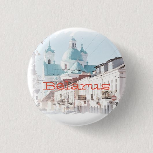 ベラルーシHrodna Grodno建築ボタンピン 缶バッジ (正面)