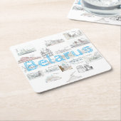 ベラルースミンスクブレスト建築紙コースター スクエアペーパーコースター (アングル)