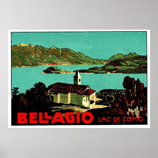 ベラージオの風景、コモ湖、ロンバルディア、イタリア ポスター (正面)