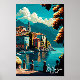 ベラージオイタリアのヴィンテージ旅行イラストレーション ポスター