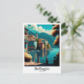 ベラージオイタリアアートヴィンテージトラベルイラストレーション ポストカード (スタンド正面)