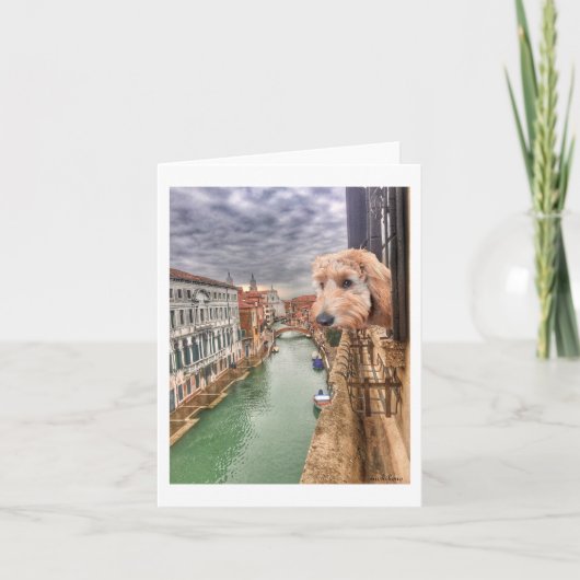 ベラ·バナナがヴェネツィア運河の眺めをチェック サンキューカード (正面)