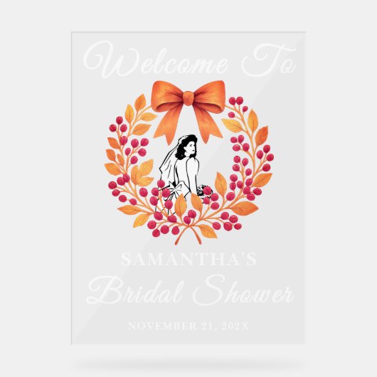 ベリお洒落ー離れ秋ブライダルシャワーへようこそ アクリルサイン (正面)