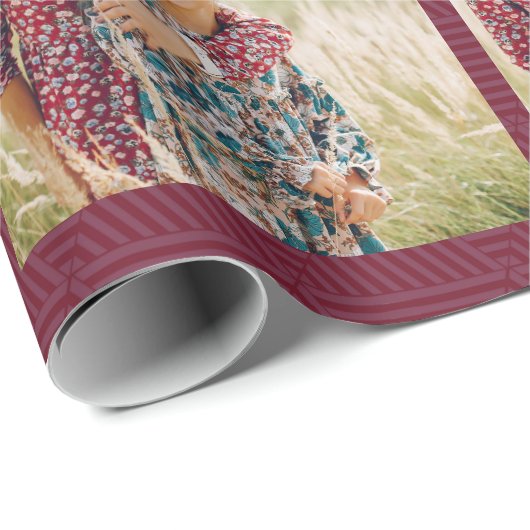 ベリかわいらしーレッド幾何学模様プリント写真クリスマス ラッピングペーパー (ロールコーナー)