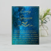 ベリエレガントムーディースオブブルー結婚の金ゴールド 箔招待状 (立ち正面)