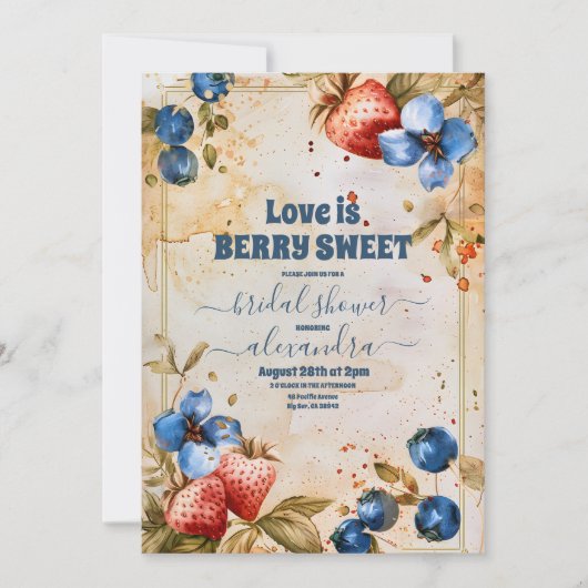 ベリエレガントースイートストロベリーブライダルシャワー 招待状 (正面)