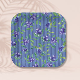 ベリエレガントースイートブルーベリーベビーシャワー ペーパープレート