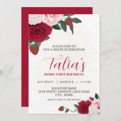 ベリエレガントーバラの最初の誕生日パーティーのダウンロード 招待状 (正面/裏面)