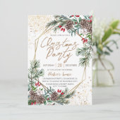 ベリエレガントーパイン幾何学的金ゴールドクリスマスパーティー 招待状 (スタンド正面)