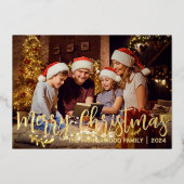ベリエレガントー離れクリスマス家族1枚の写真 箔シーズンカード (正面)