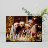 ベリエレガントー離れクリスマス家族1枚の写真 箔シーズンカード (立ち正面)