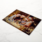 ベリエレガントー離れクリスマス家族1枚の写真 箔シーズンカード (回転した状態)