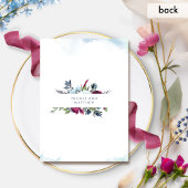 ベリエレガントー、ブルゴーニュ、ブルー開花ズ結婚 招待状