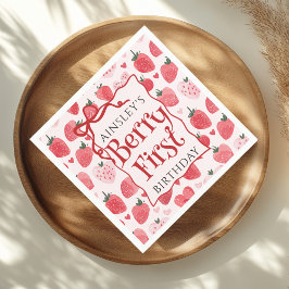 ベリカスタムーファーストコケットピンクボウ1st誕生日 スタンダードカクテルナプキン