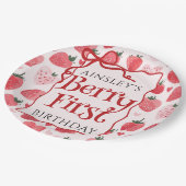 ベリカスタムーファーストコケットピンクボウ1st誕生日 ペーパープレート (アングル)