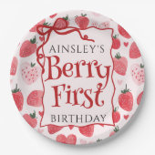 ベリカスタムーファーストコケットピンクボウ1st誕生日 ペーパープレート (正面)