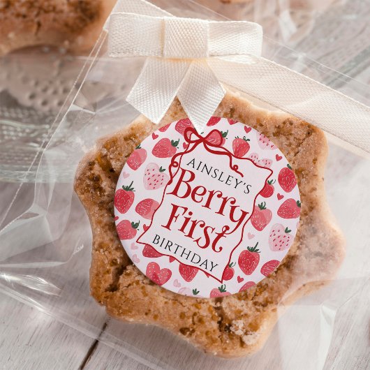 ベリカスタムーファーストコケットピンクボウ1st誕生日 ラウンドシール