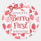 ベリカスタムーファーストコケットピンクボウ1st誕生日 ラウンドシール (正面)