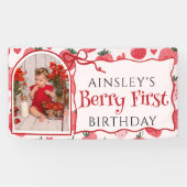 ベリカスタムーファーストコケットピンクボウ1st誕生日 横断幕 (横)