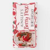 ベリカスタムーファーストコケットピンクボウ1st誕生日 横断幕 (縦)