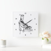 ベリカッコいいーシェフ壁時計 スクエア壁時計 (ホーム)