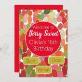 ベリカラフルースウィート誕生日 招待状 (正面/裏面)