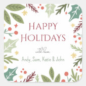 ベリカラフルーブロピホッピーホリデーズファミリーギフト スクエアシール (正面)