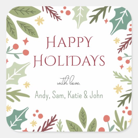ベリカラフルーブロピホッピーホリデーズファミリーギフト スクエアシール (正面)
