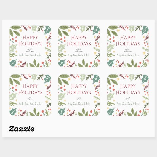 ベリカラフルーブロピホッピーホリデーズファミリーギフト スクエアシール (シート)