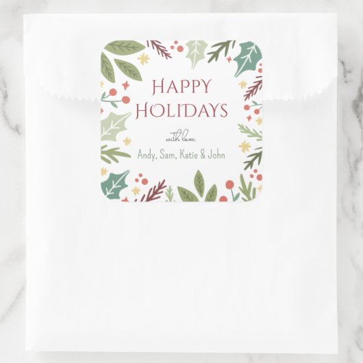 ベリカラフルーブロピホッピーホリデーズファミリーギフト スクエアシール (バッグ)