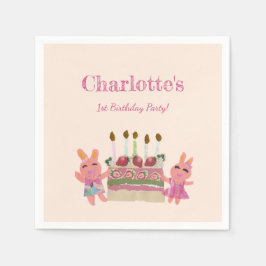 ベリガーリーースイートバンニーズピンク子供の誕生日パーティー スタンダードカクテルナプキン