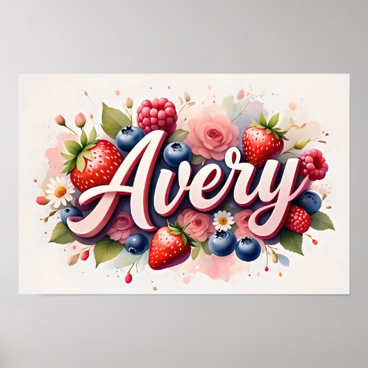 ベリパーソナライズされたーフローラ名ポスター"Avery" ポスター (正面)