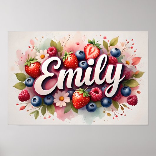 ベリパーソナライズされたーフローラ名ポスター「Emily」 ポスター (正面)