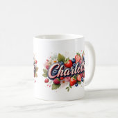 ベリパーソナライズされたーフローラ名マグ – Charlotte コーヒーマグカップ (正面右)