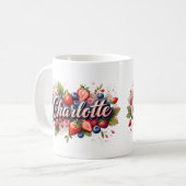 ベリパーソナライズされたーフローラ名マグ – Charlotte コーヒーマグカップ (正面左)