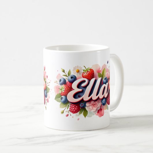 ベリパーソナライズされたーフローラ名MAG - Ella コーヒーマグカップ (正面右)