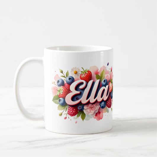 ベリパーソナライズされたーフローラ名MAG - Ella コーヒーマグカップ (左)