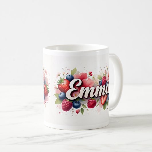 ベリパーソナライズされたーフローラ名MAG - "Emma" コーヒーマグカップ (正面右)