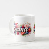ベリパーソナライズされたーフローラ名MAG - "Emma" コーヒーマグカップ (正面左)