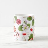 ベリパーソナライズされたー、フラワー、RXシンボル薬局 コーヒーマグカップ (中央)