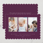 ベリミニマルーレッドフレーム3写真ハッピー感謝祭 シーズンカード (正面/裏面)